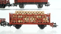 Märklin H0 Konvolut Niederbordwagen Gedeckter Güterwagen Rungenwagen Hochbordwagen mit Holz DB