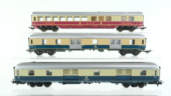 Märklin/Lima H0 Konvolut Packwagen beige/oceanblau Speisewagen beige/rot DB/DSG