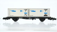 Minitrix N Konvolut Güterwagen Containerwagen "Inter Frigo", Hilfszug Feuerlöschwagen, Güterzugbegleitwagen, Niederbochwagen mit Fässer, Hochbordwagen DB