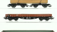 Märklin H0 Konvolut Güterwagen 2 x Drehschemelwagen Blech mit Ladung, 2 x Niederbordwagen 4-achsig lang DB, u.a.