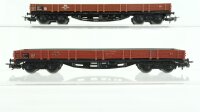 Märklin H0 Konvolut Güterwagen 2 x Drehschemelwagen Blech mit Ladung, 2 x Niederbordwagen 4-achsig lang DB, u.a.