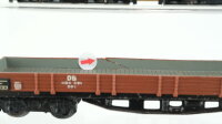 Märklin H0 Konvolut Güterwagen 2 x Drehschemelwagen Blech mit Ladung, 2 x Niederbordwagen 4-achsig lang DB, u.a.