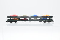 Fleischmann N 8285 Doppelstockw. Autotransport mit 8 PKW...