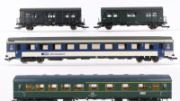Unbekannt H0 Konvolut Personenwagen Reisezugwagen 1.Kl. "Lötschbergbahn", 2 x Behelfspersonenwagen, Abteilwagen 1./2.Kl. 1 Kupplung fehlt BLS, DR, u.a.