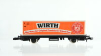 Märklin Z Konvolut Güterwagen Hupackwagen mit Auflieger und Sattelschlepper, Containerwagen "ALNO Küche", Kühlwagen "Spatenbräu München", Containerwagen "Wirth", Niederbordwagen Bauzug mit Zubehör, Bauzug Aufenthaltswagen DB, u.a.