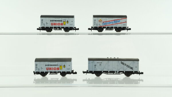 Roco N Konvolut Güterwagen Güterwagen "Dortmunder Union, Fürstenberg Pilsener", Kühlwagen "Seefische" DB