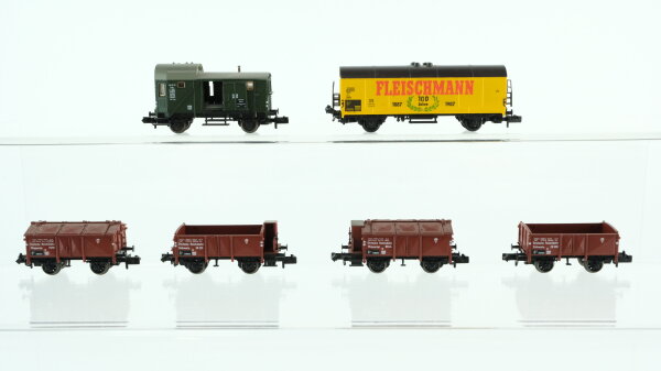 Fleischmann N Konvolut Güterwagen Klappdeckelwagen, Hochbordwagen, Kühlwagen, Güterzugbegleitwagen DRG, DB