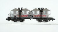 Minitrix N Konvolut Güterwagen Schwenkdachwagen "kabafit", Silowagen "BASF", Containerwagen "ICI Lacke Farben", Kühlwagen "DAB Bier" DB