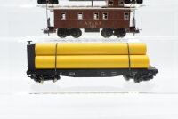 Unbekannt H0 Konvolut Box Car "SP 127430" Caboose "A.T.&S.F. 1951" Flat Car "Rohre gelb" USA