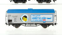 Roco H0 Konvolut Güterwagen Kühlwagen "Luxemburg, Eskimo Pie", Silowagen, Heizölwagen (1 Kupplung fehlt) CFL, NS, DB