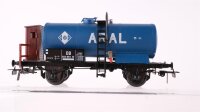 Unbekannt H0 Konvolut Güterwagen Schneepflug, Kesselwagen "Aral", gedeckter Güterwagen, Transportwagen mit Schmalspurlok, Flachwagen DB, u.a.