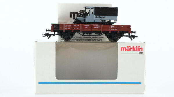 Märklin H0 84504 Niederbordwagen mit Lkw  X der DRG