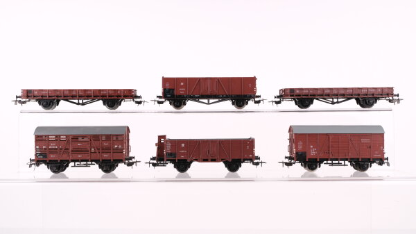 Piko H0 Konvolut Güterwagen Viehtransportwagen, gedeckter Güterwagen, Hochbordwagen, Niederbordwagen DR