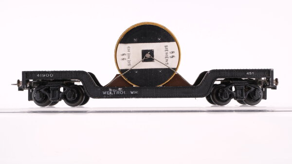 Trix TTR H0 Tiefladewagen mit Siemens Kabelrolle und Schnüren Weltron WH