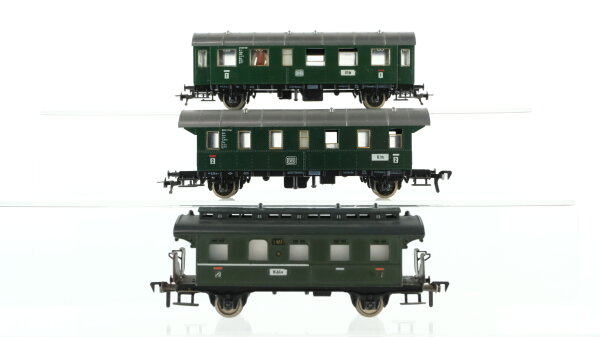 Fleischmann H0 Konvolut Personenwagen Umbauwagen 1.Kl. beleuchtet, Donnerbüchse 2.Kl. beleuchtet, Donnerbüchse 2.Kl.(Made in US Zone) DB, u.a.