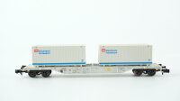 Minitrix N 13823 Containertragwagen Stückfracht Sgss-y DB (Abbruch 1 Puffer)