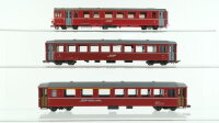 Bemo H0m Konvolut Personenwagen Steuerwagen, Großraumwagen 2.Kl., Großraumwagen 1./2.Kl. RhB