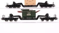 Märklin H0 Konvolut Güterwagen Tiefladewagen mit Kiste "Bahia", Tiefladewagen mit Transformator "Trafo-Union" DB
