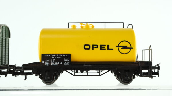 Märklin H0 Konvolut Güterwagen Kesselwagen "Opel", Hochbordwagen "Leonhard Weiss", Kippwagen, Kühlwagen, gedeckter Güterwagen, Güterzugbegleitwagen DB, u.a.