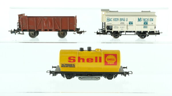 Trix H0 Konvolut Güterwagen Kessel/Reinigungswagen, Hochbordwagen, Kühlwagen "Hackerbräu München" ÖBB, DB, DRG