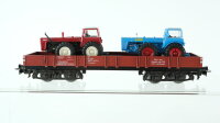 Märklin H0 Konvolut Güterwagen mit Fahrzeugen Flachwagen, Niederbordwagen lang, Niederbordwagen kurz DB