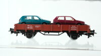 Märklin H0 Konvolut Güterwagen mit Fahrzeugen Flachwagen, Niederbordwagen lang, Niederbordwagen kurz DB