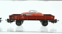 Märklin H0 Konvolut Güterwagen mit Fahrzeugen Flachwagen, Niederbordwagen lang, Niederbordwagen kurz DB