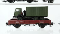 Märklin H0 Konvolut Güterwagen mit Fahrzeugen Flachwagen, Niederbordwagen lang, Niederbordwagen kurz DB