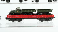 Märklin H0 Konvolut Güterwagen mit Fahrzeugen Flachwagen, Niederbordwagen lang, Niederbordwagen kurz DB