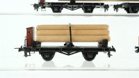 Trix H0 Konvolut Güterwagen Drehschemelwagen 2-teilig mit Balken, Planenwagen (sehr alt), Drehschemelwagen mit Bremserhaus beladen, 2 x Güterzugbegleitwagen DB, u.a.