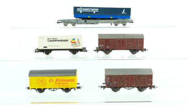 Roco H0 Konvolut Güterwagen Hupac Wagen mit Auflieger "Novatrans", Containerwagen, gedeckte Güterwagen "Reimann, 2 x braun" DB, u.a.