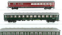 Fleischmann H0 Konvolut Personenwagen Speisewagen, Mitteleinstiegswagen 2.Kl., Abteilwagen 2.Kl. bemalt DB (1 Kupplung fehlt)