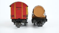 Märklin H0 Konvolut Gedeckter Güterwagen (386 Hühnerwagen) Schotterwagen (367 Talbot) Hochbordwagen mit Bremserhaus (311) Kranwagen (366) Weinfasswagen Länderbahn