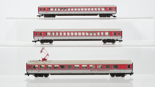 Fleischmann N Konvolut "IC" Grossraumwagen 1.Kl. Bord Restaurant rot-grau mit Innenbeleuchtung DB