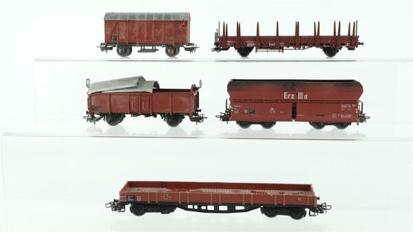 Märklin H0 Konvolut Niederbordwagen Gedeckter Güterwagen Schiebedachwagen Selbstentladewagen "Erz IIId" Rungenwagen DB