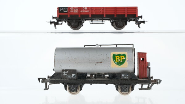 Fleischmann H0 Konvolut Kesselwagen mit Bremserhaus "BP" Niederbordwagen DB/u.a.