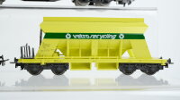 Jouef/Electrotren/Liliput H0 Konvolut Gedeckte Güterwagen Schwerlastwagen mit Plane Behälttertragewagen "Hoechst"Slebstentladewagen "vetro recycling" SNCF/SBB-CFF/u.a.