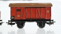 Märklin H0 Konvolut Gedeckter Güterwagen mit Bremserhaus und Zugschluss (320) Hochbordwagen mit Bremserhaus (365) Gedeckter Güterwagen (381)Niederbordwagen (364) Kesselwagen (314)