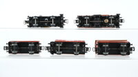Märklin H0 Konvolut Gedeckter Güterwagen mit Bremserhaus und Zugschluss (320) Hochbordwagen mit Bremserhaus (365) Gedeckter Güterwagen (381)Niederbordwagen (364) Kesselwagen (314)