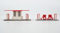 Wiking H0 Tankstelle unvollständig und Zapfsäulen rot/weiß