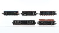 Liliput H0 Konvoluzt Niederflurwagen 8-achsig Niederbordwagen mit Bremserhaus Niederbordwagen "Eternit" Hochbordwagen Viehtransportwagen DB/SNCF/ÖBB