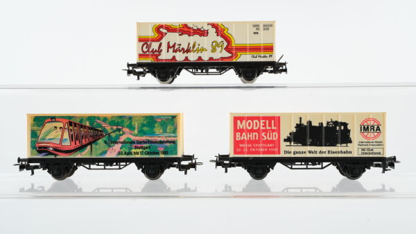 Märklin H0 Konvolut Containertragewagen "Modellbahn Süd 1998 Int. Gartenbauausst. Stuttgart 1993 Club Märklin 1989"