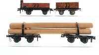 Trix H0 Konvolut offener Güterwagen mit Bremserhaus offene Güterwagen Drehschemelwagen-Set mit Langholz Blech Nebenbahn