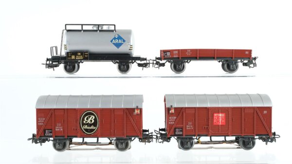 Märklin H0 Konvolut Niederbordwagen Kesselwagen "Aral" Gedeckte Güterwagen mit Zugschluss DB