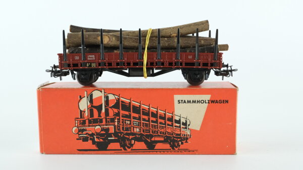 Märklin H0 4608 Rungenwagen mit Stammholzladung DB (Rungen fehlen)