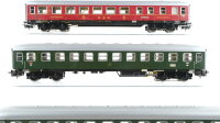 Märklin H0 Konvolut Grossraumwagen 2.Kl. grün Speisewagen rot Packwagen grün mit Beleuchtung DB/DSG