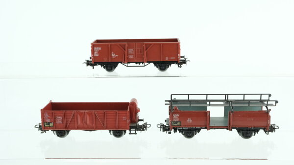 Märklin H0 Konvolut Hochbordwagen mit Bremserhaus Hochbordwagen Autotransportwagen DB/u.a.
