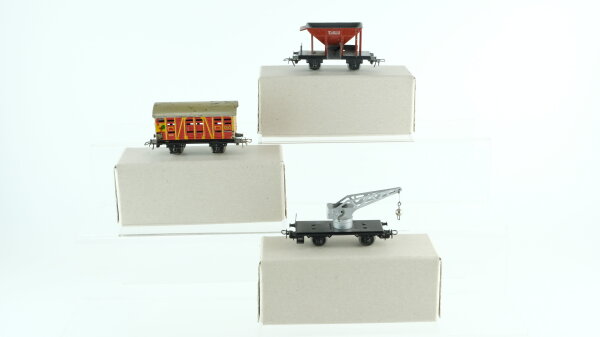 Märklin H0 Konvolut Kranwagen "366" Schotterwagen "367" Hühnerwagen "386"