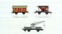 Märklin H0 Konvolut Kranwagen "366" Schotterwagen "367" Hühnerwagen "386"