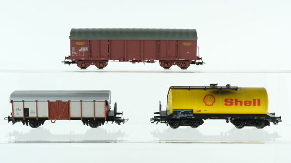 Liliput/Trix H0 Konvolut Schwenkdachwagen Gedeckter Güterwagen Kesselwagen "Shell" DB/SBB-CFF/SNCF